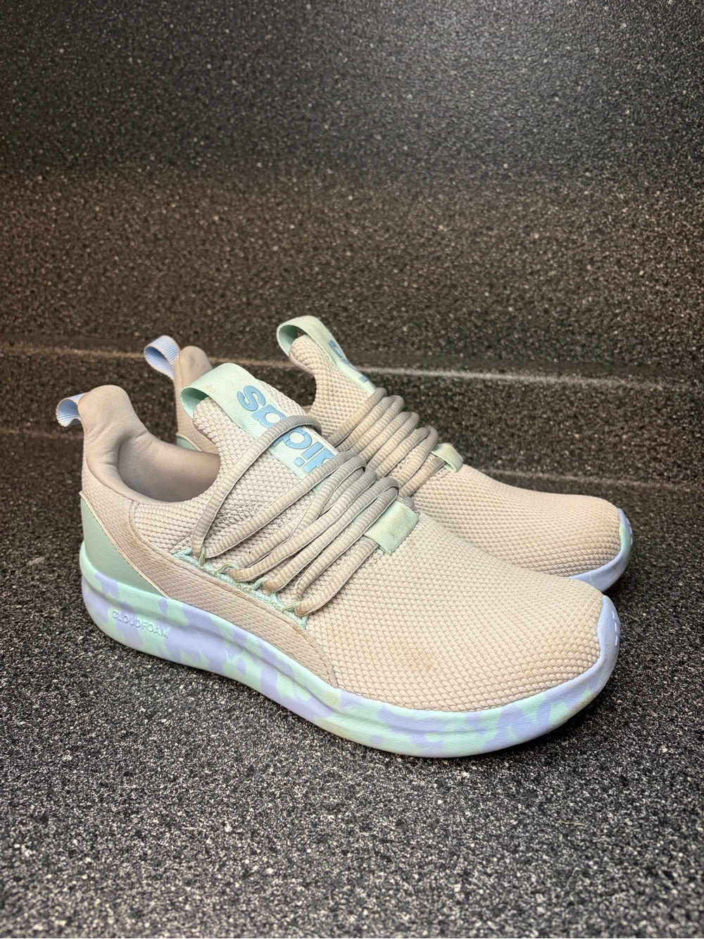 adidas Beige & Mint Slip-On Athletic Sneakers